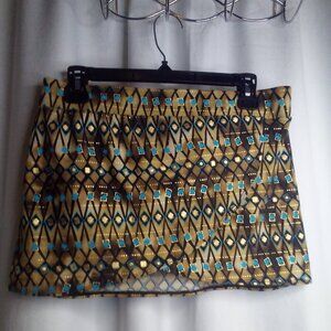 Aqua Soleil Swimwear Skirt S Women Pattern Brown Teal